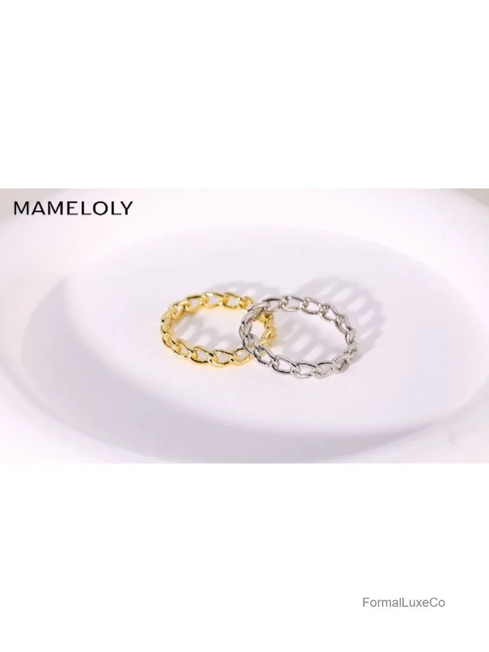 14K Gold Plated Dainty Open Chain Link Stacking Ring Women